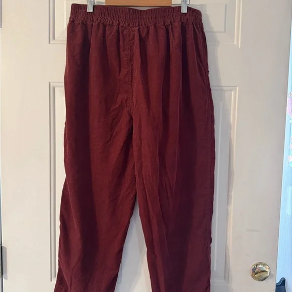 Madewell Tapered Hudson Pull-On Crop Pants Corduroy Rusted Burgundy Large - Picture 3 of 4